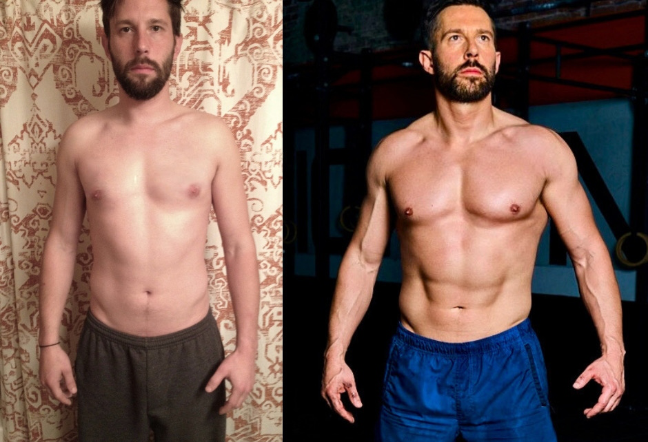Vincent Hausman's own transformation, before and after